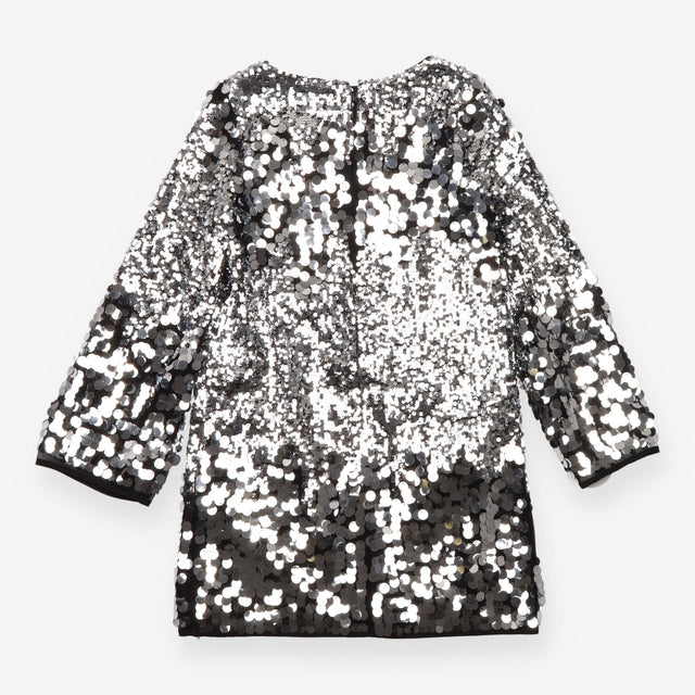 Disco Ball Dress Black with Silver Sequin