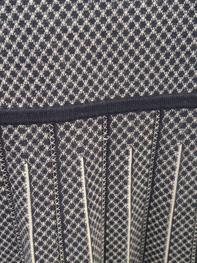 Geometric Knitted Jacquard Midi Dress Navy