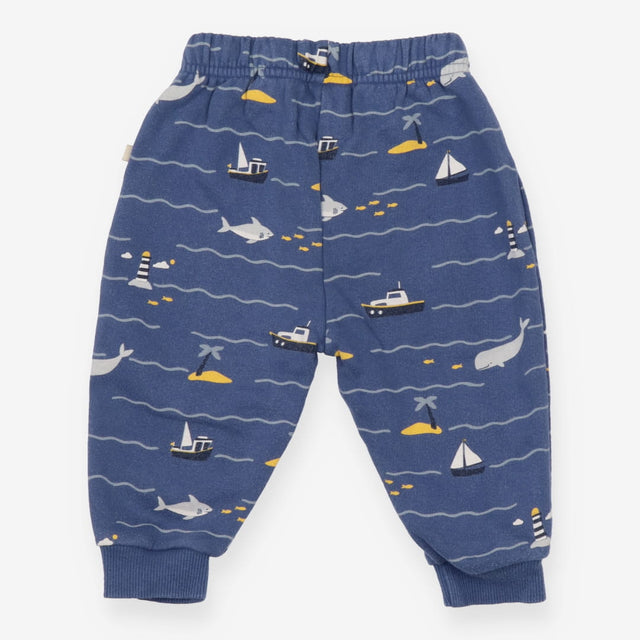 Joggers blue sea sharks boats