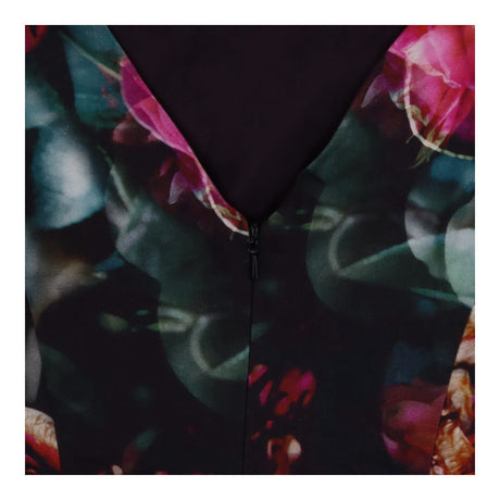 Dark Floral Sleeveless Fit and Flare Party Dress