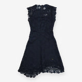 Lucy Dress Navy Blue Lace Asymmetric Handkerchief