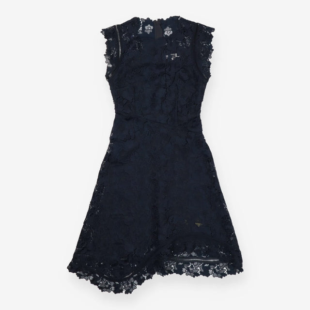 Lucy Dress Navy Blue Lace Asymmetric Handkerchief