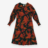 Boden Green & Orange Floral Midi Dress – Long Slee