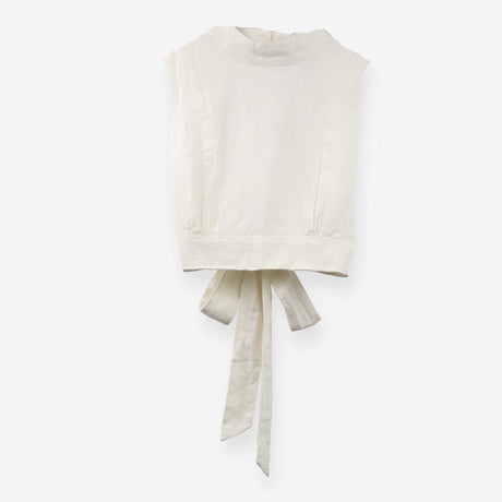 Linen Blend Tie Back Crop Top