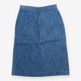 Mid-Blue Cotton A-Line Denim Skirt
