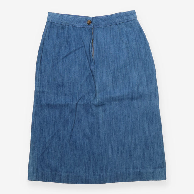 Mid-Blue Cotton A-Line Denim Skirt