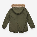 Parka Coat Khaki Fleece Lined Hood