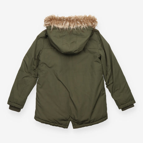 Parka Coat Khaki Fleece Lined Hood