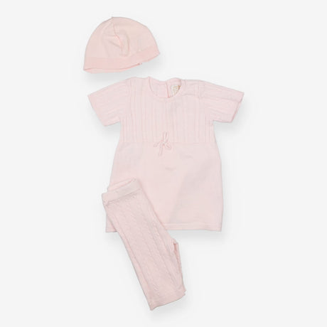 Pink Knit Outfit with Hat