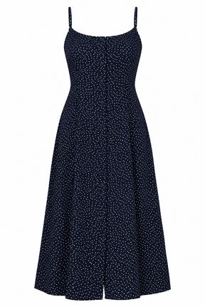 Strappy Midi Dress Navy Polka Dot