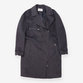 Coat Charcoal Wool Cashmere Fur Skull Motif Longli