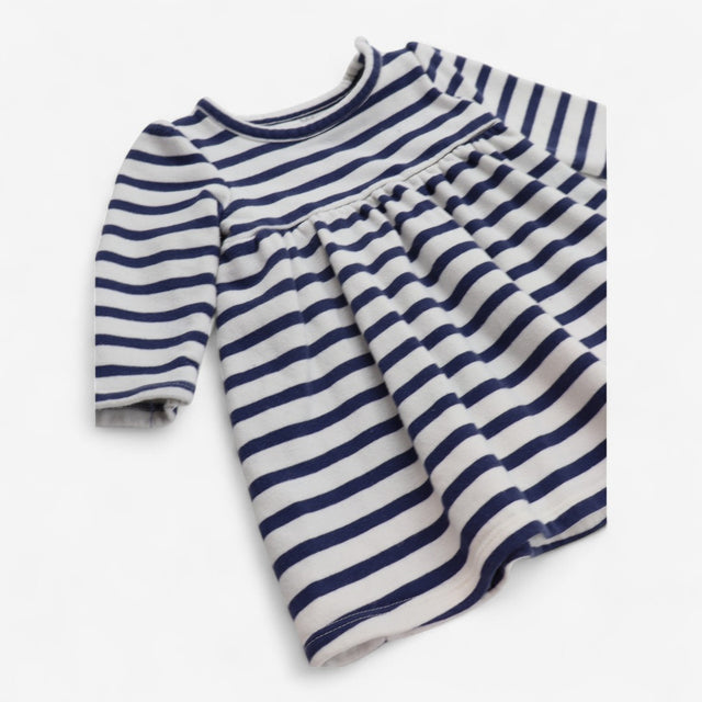 Blue white stripe jersey dress LS