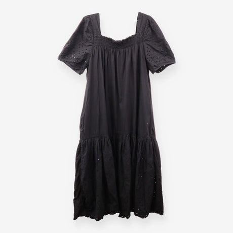 Black Broderie Anglaise Tiered Midi Summer Dress