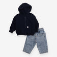 Jeans and Navy Hoodie Outfit 