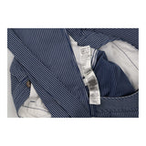 Trousers Stripe Cotton Chino Straight Leg Navy Whi