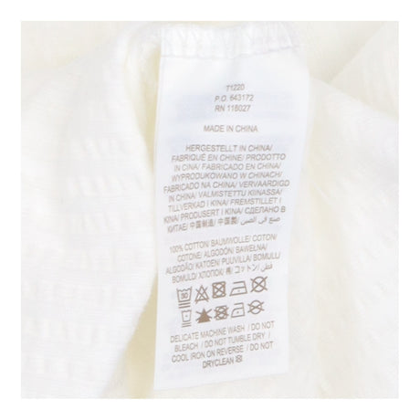 Shirt White Textured Cotton Button Front