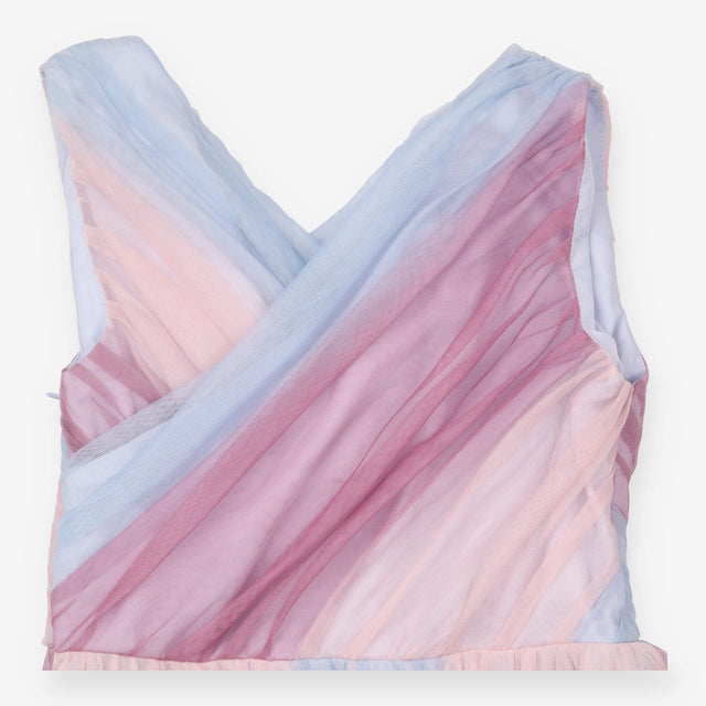 Dress Draped Crossover Bodice Pink, Purple and Lig