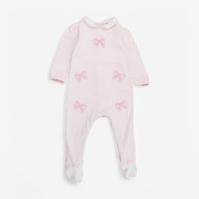 Sleepsuit pink collar bows
