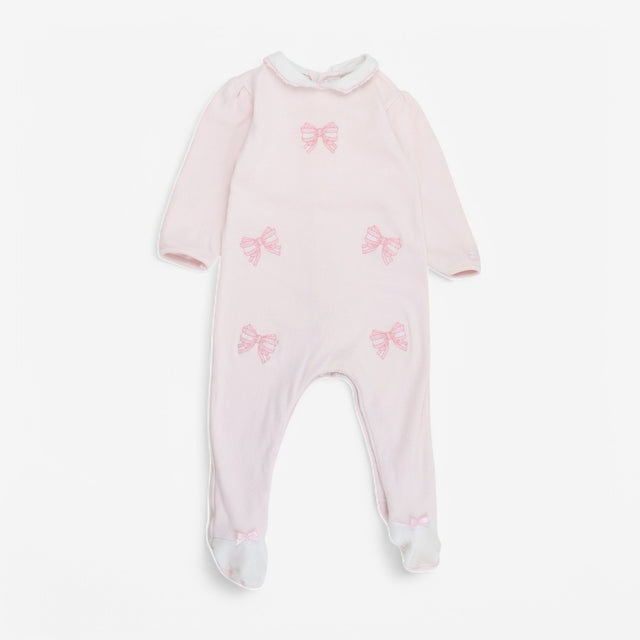 Sleepsuit pink collar bows
