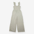Jumpsuit Green Stripe Shirred Cotton