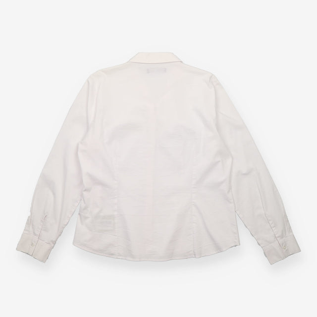 White Fitted Long Sleeve Shirt