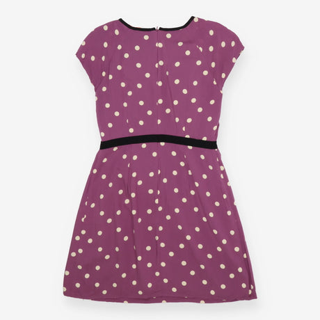 Purple polka dot crew neck dress