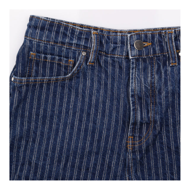 Shorts Blue Denim Pinstripe High Rise Denim