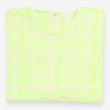Top Green Gingham Seersucker Frill Sleeve