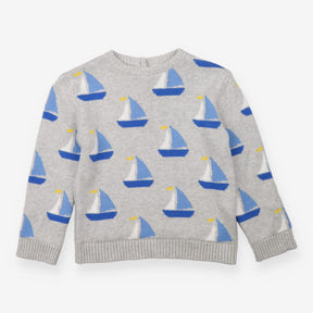 Sweater grey blue sailing boats