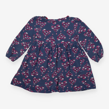 Blue dress with pink floral hearts
