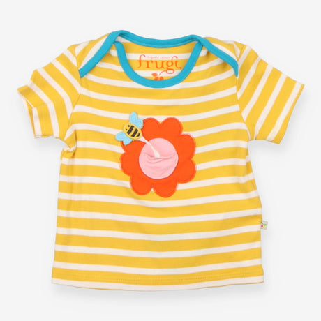 Tee SS yellow stripe orange flower bee