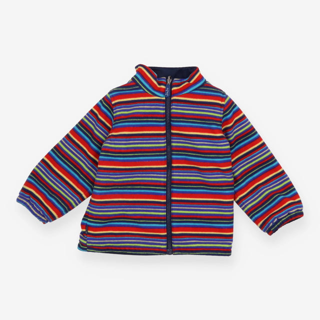 Reversible coat navy and colorful stripe