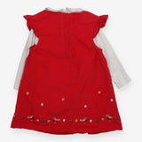 Festive red cord robin dress with white bodysuit