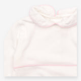 Sleepsuit white collar pink piping