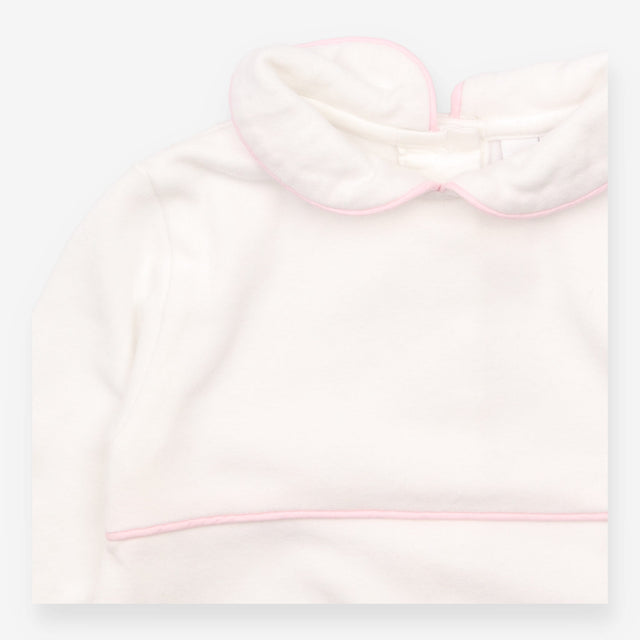 Sleepsuit white collar pink piping