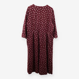 Burgundy Spot Corduroy Midi Dress Button Front