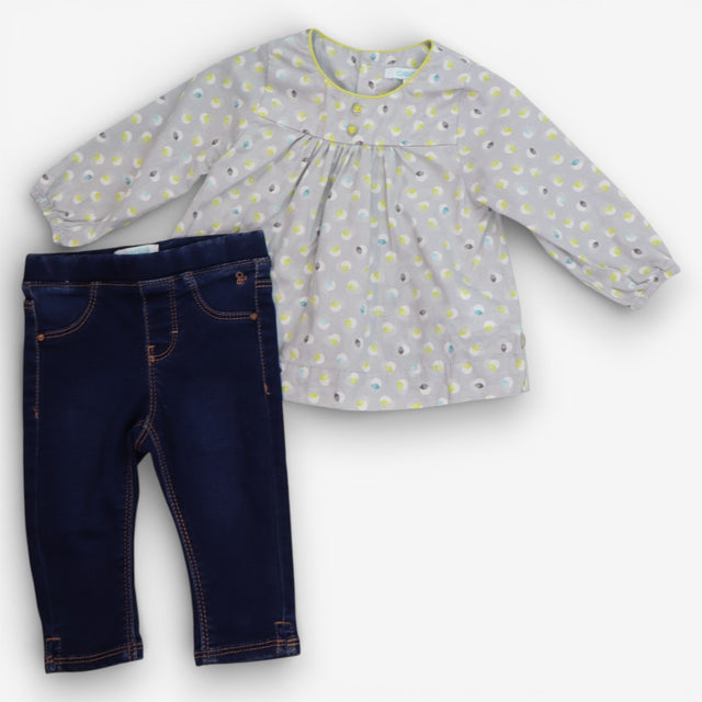 Tunic Grey Spotted with Blue Jeggings