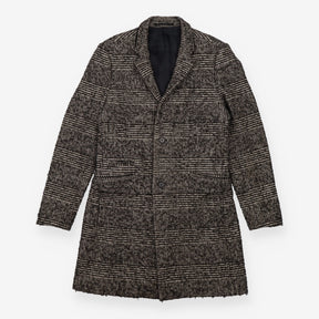 Checked Coat Wool Blend Longline Tailored Single B