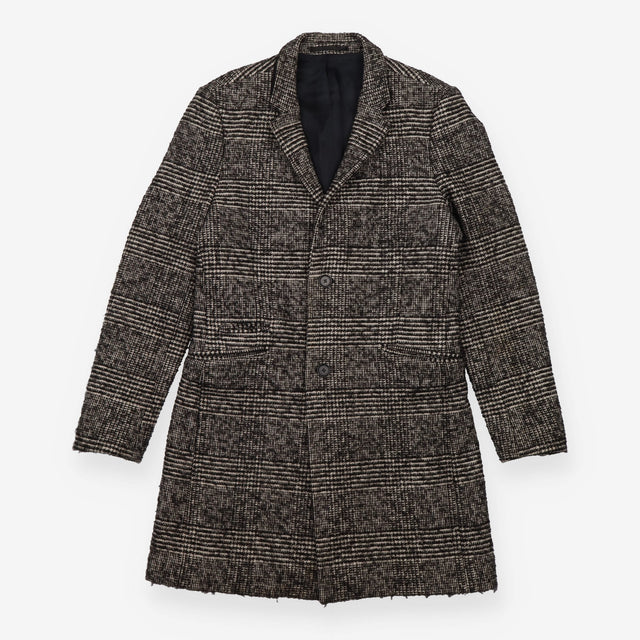 Checked Coat Wool Blend Longline Tailored Single B