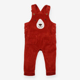 Burnt Orange Bear Velour Dungarees 