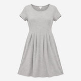 Grey Marl Viscose Stretch Scoop Neck Short Sleeve 