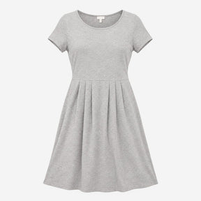 Grey Marl Viscose Stretch Scoop Neck Short Sleeve 