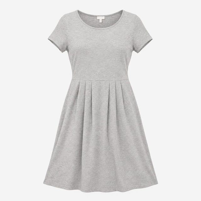 Grey Marl Viscose Stretch Scoop Neck Short Sleeve 