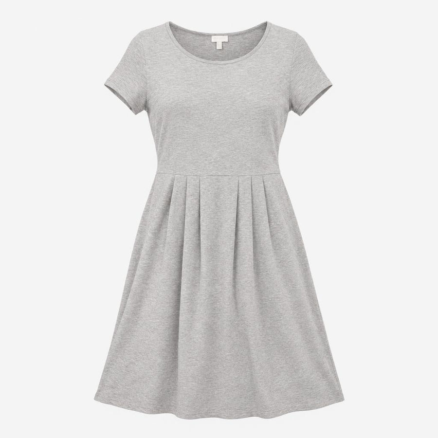 Grey Marl Viscose Stretch Scoop Neck Short Sleeve 