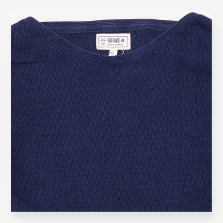 Top Blue Textured Knit Long Sleeve Relaxed Jumper