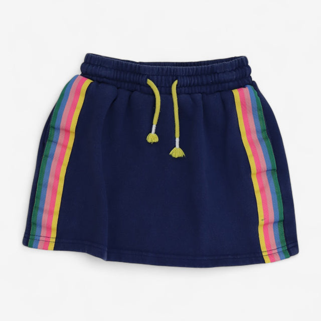 Navy Jersey Skirt with Rainbow Side Stripe