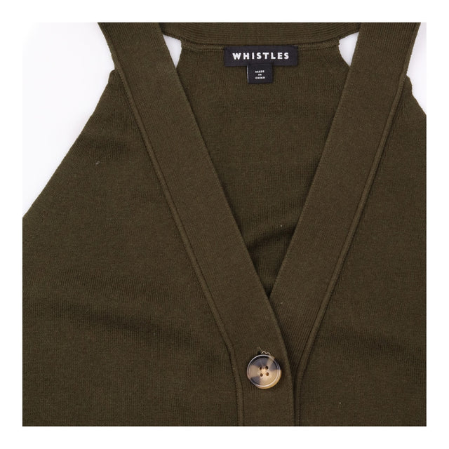 Olive Khaki Knitted Button Front Sleevele