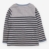 T-Shirt Long Sleeve Grey Stripe Raincloud Applique