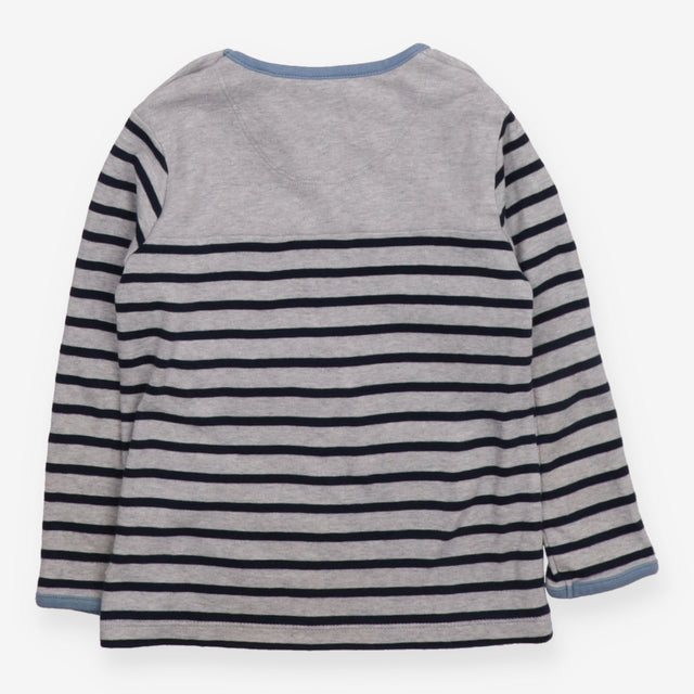 T-Shirt Long Sleeve Grey Stripe Raincloud Applique