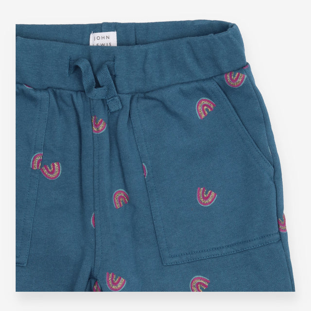 Lined Cuffed Jogger Teal Blue with Glittery Rainbo